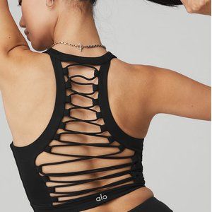 Alo Yoga Movement Bra in the color black, women's size medium